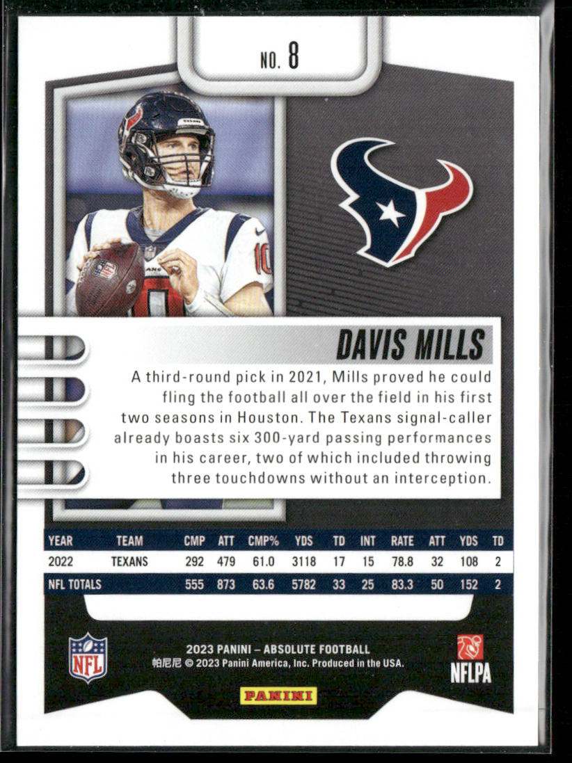 Davis Mills 2023 Panini Absolute Retail #8 Houston Texans