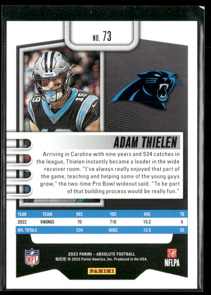 Adam Thielen 2023 Panini Absolute Retail #73 Carolina Panthers