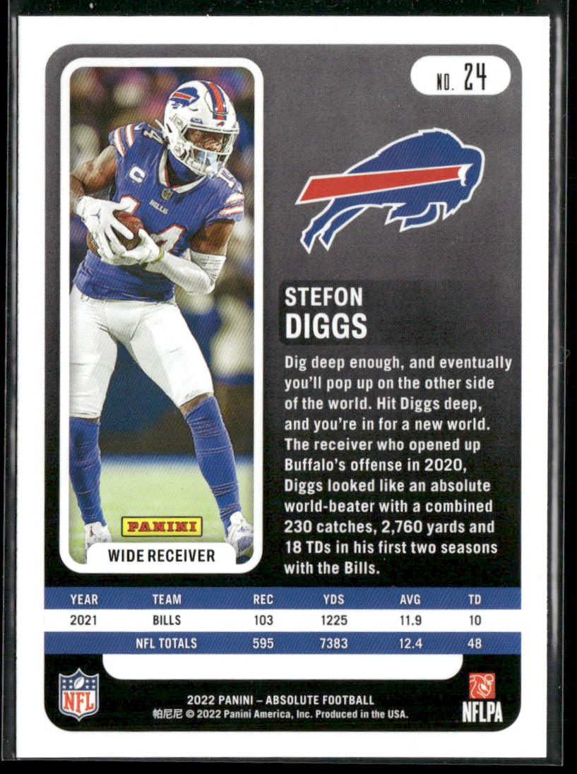Stefon Diggs 2022 Panini Absolute Retail #24 Buffalo Bills
