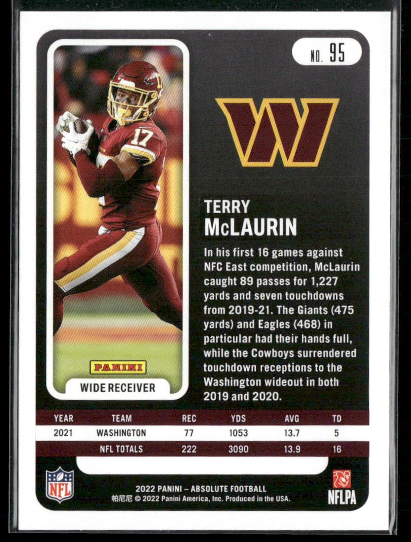 Terry McLaurin 2022 Panini Absolute Retail #95 Washington Commanders