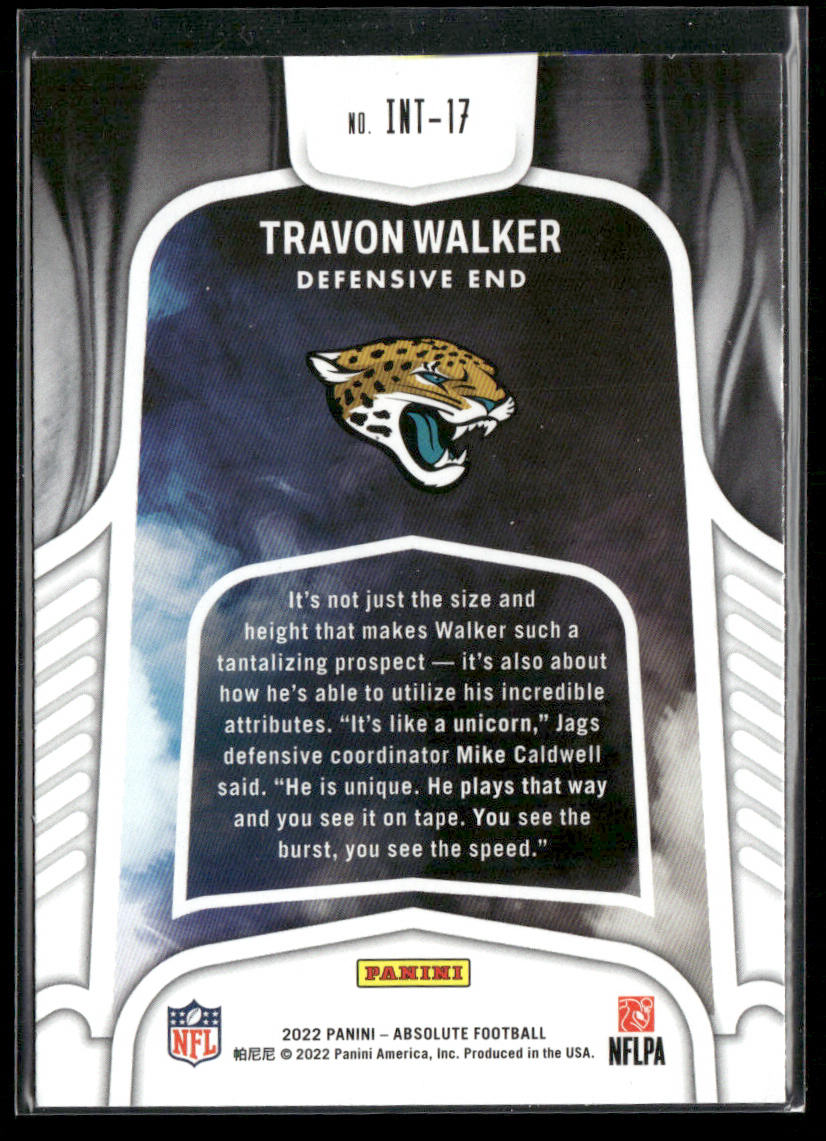 Travon Walker 2022 Panini Absolute Introductions #INT-17 Jacksonville Jaguars