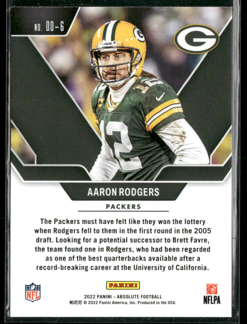 Aaron Rodgers 2022 Panini Absolute Draft Diamonds #DD-6 Green Bay Packers