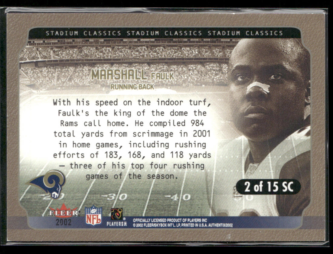 Marshall Faulk 2002 Fleer Authentix Stadium Classics #2 SC St. Louis Rams