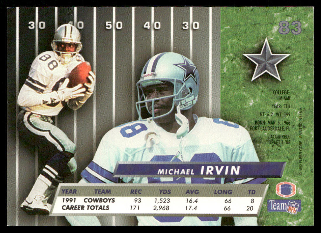 Michael Irvin 1992 Ultra #83 Dallas Cowboys