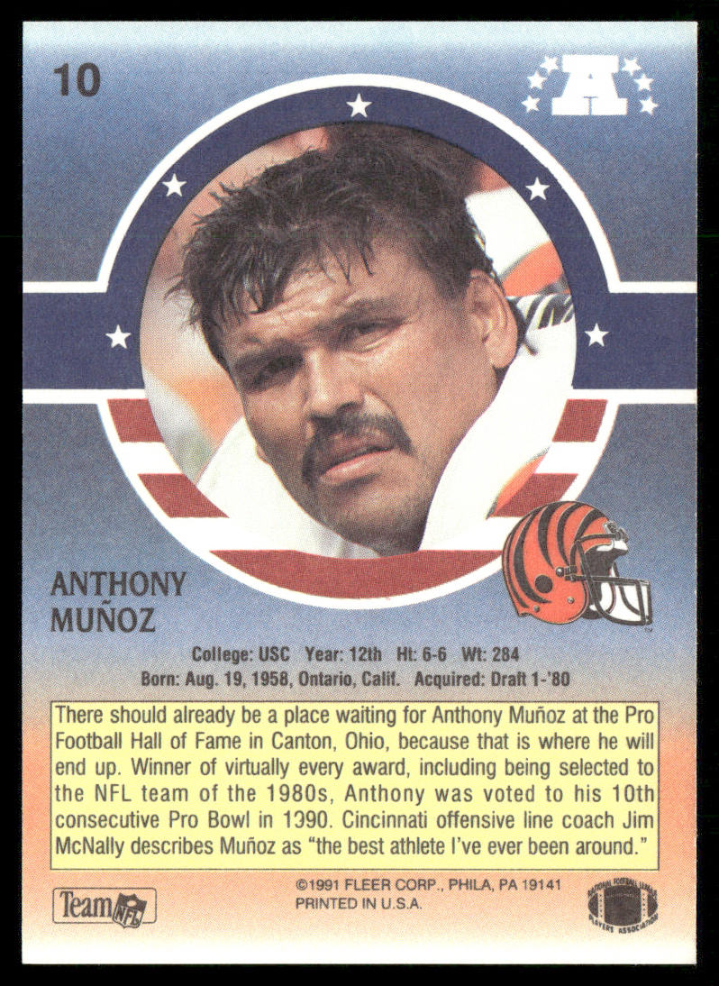 Anthony Munoz 1991 Fleer Stars 'n Stripes #10 Cincinnati Bengals