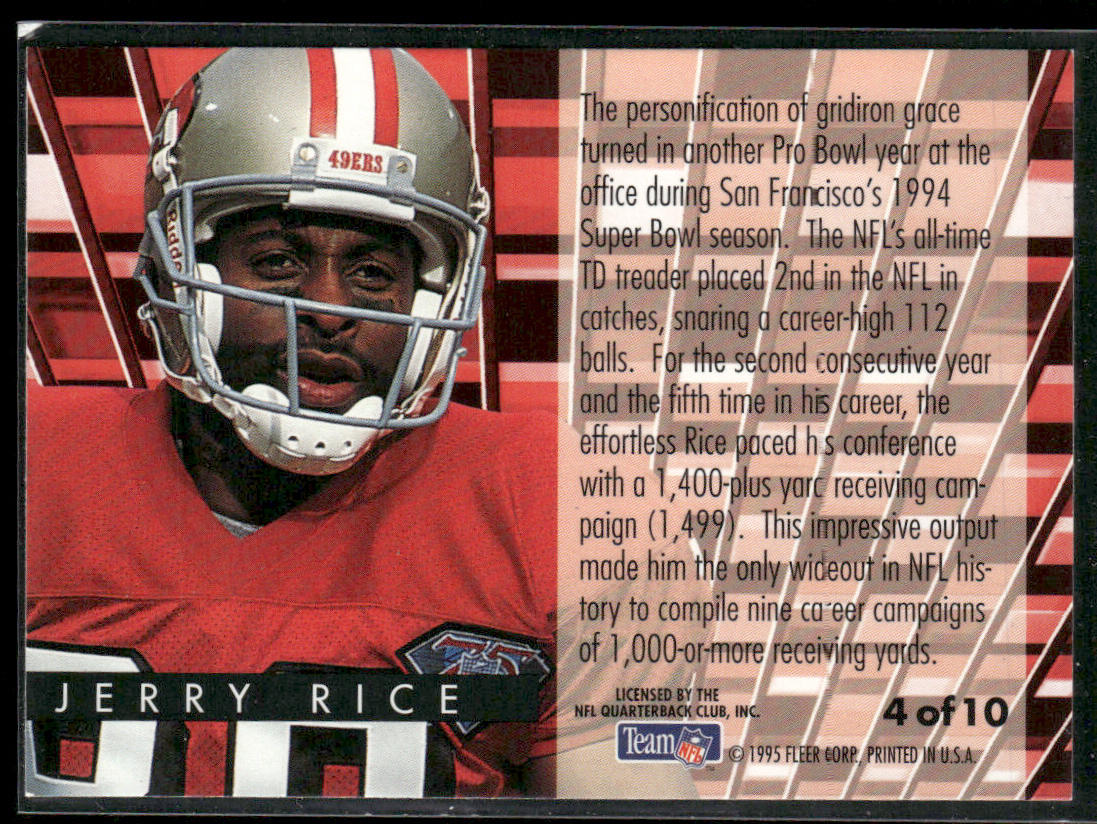 Jerry Rice 1995 Fleer Gridiron Leaders #4 San Francisco 49ers