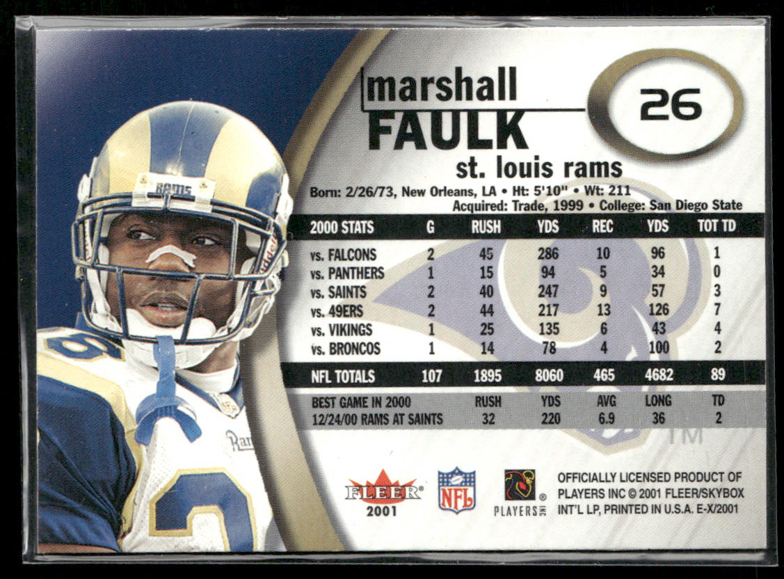 Marshall Faulk 2001 Fleer E-X #26 St. Louis Rams