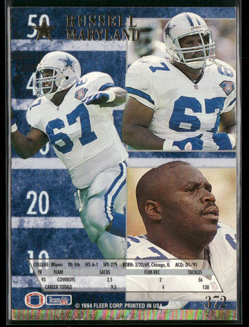 Russell Maryland 1994 Ultra #372 Dallas Cowboys