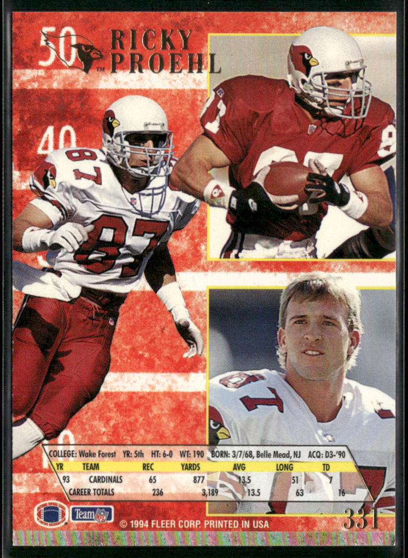 Ricky Proehl 1994 Ultra #331 Arizona Cardinals