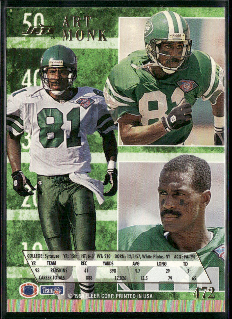 Art Monk 1994 Ultra #472 New York Jets