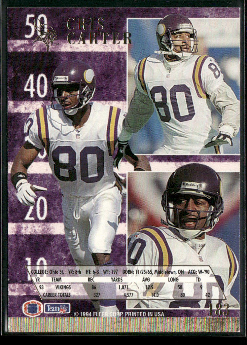 Cris Carter 1994 Ultra #183 Minnesota Vikings