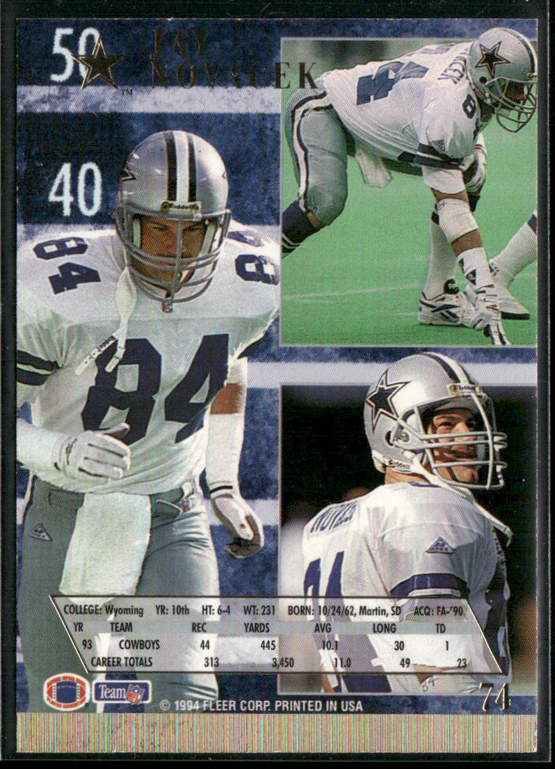 Jay Novacek 1994 Ultra #74 Dallas Cowboys
