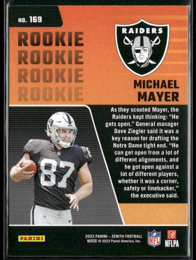 Michael Mayer 2023 Panini Zenith Retail #169 RC Las Vegas Raiders