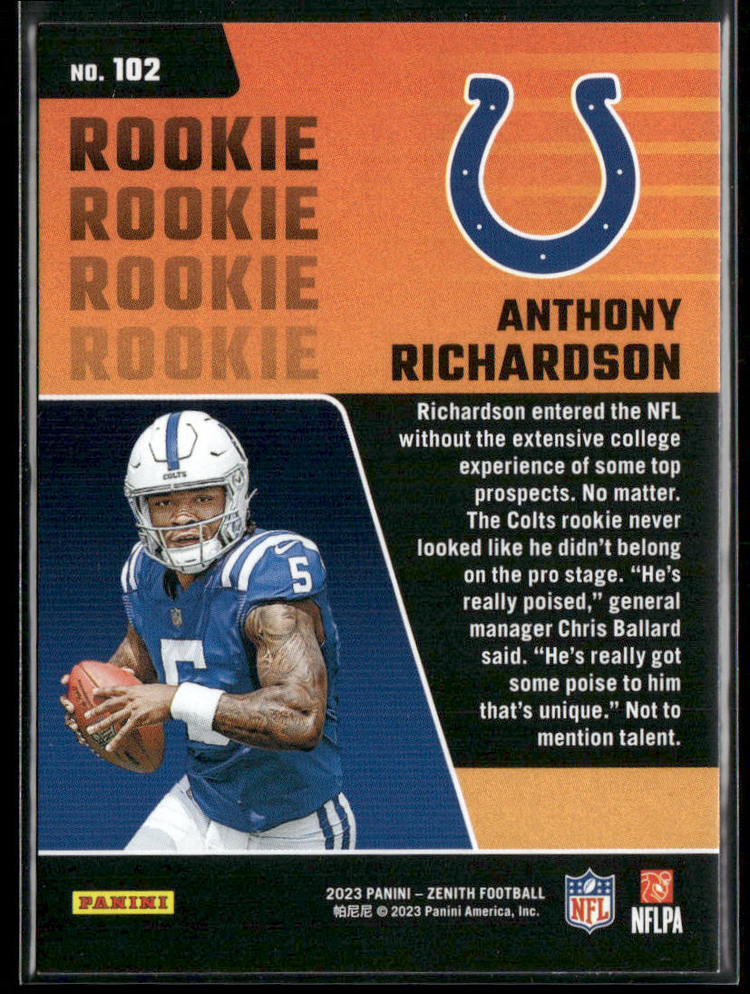 Anthony Richardson 2023 Panini Zenith Retail #102 RC Indianapolis Colts