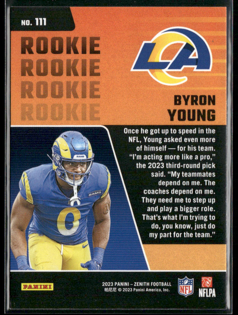 Byron Young 2023 Panini Zenith Retail #111 RC Los Angeles Rams