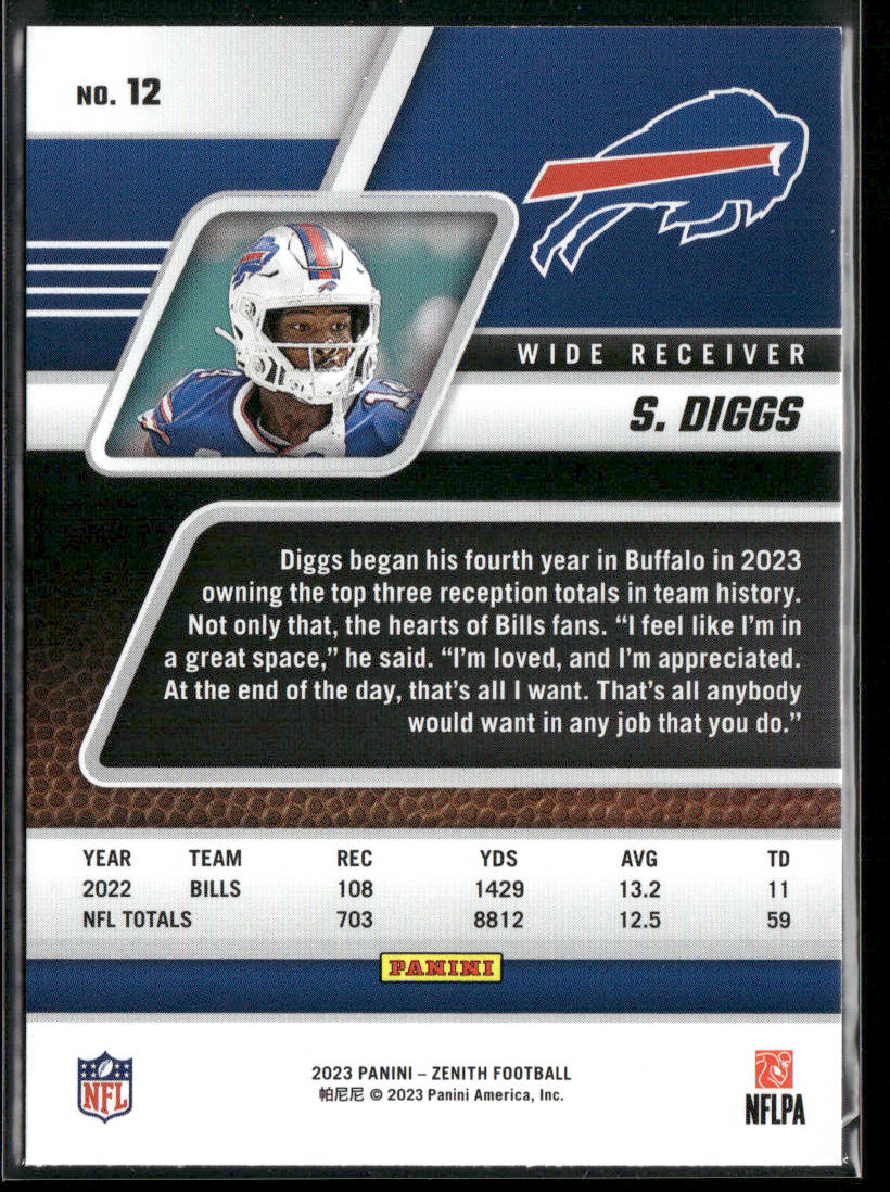 Stefon Diggs 2023 Panini Zenith #12 Buffalo Bills