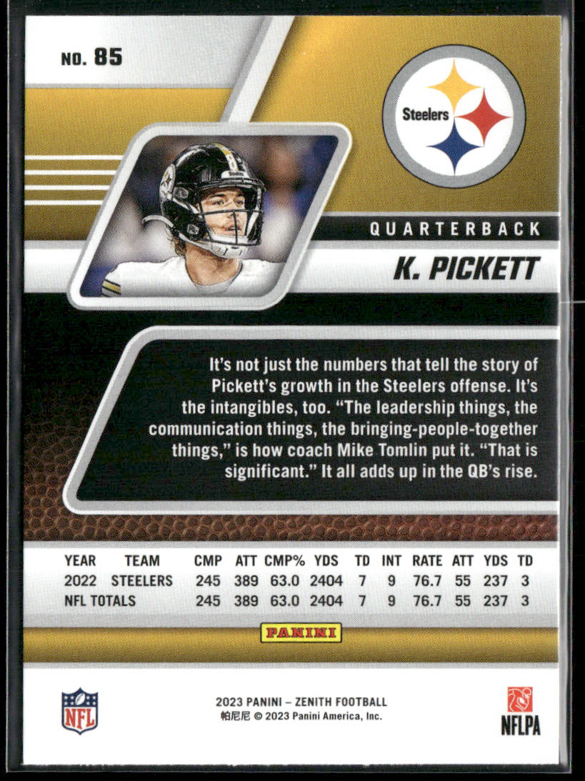 Kenny Pickett 2023 Panini Zenith #85 Pittsburgh Steelers