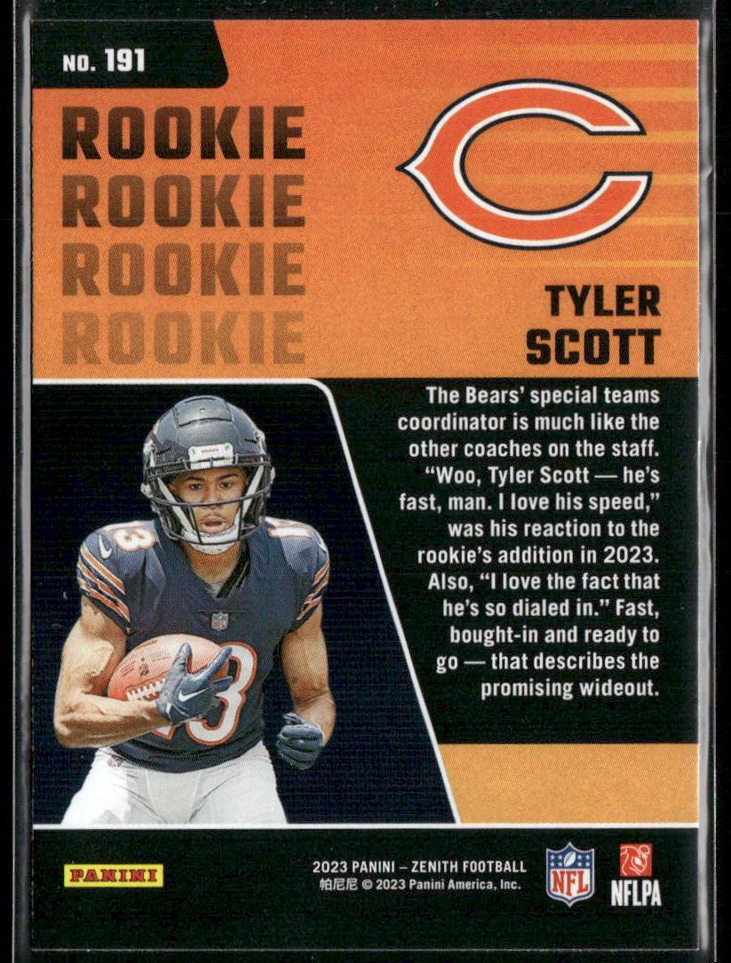 Tyler Scott 2023 Panini Zenith Red Zone #191 RC Chicago Bears