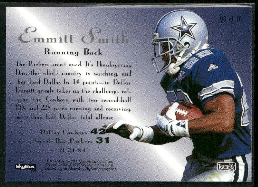Emmitt Smith 1995 SkyBox Premium Quickstrike #Q8 Dallas Cowboys