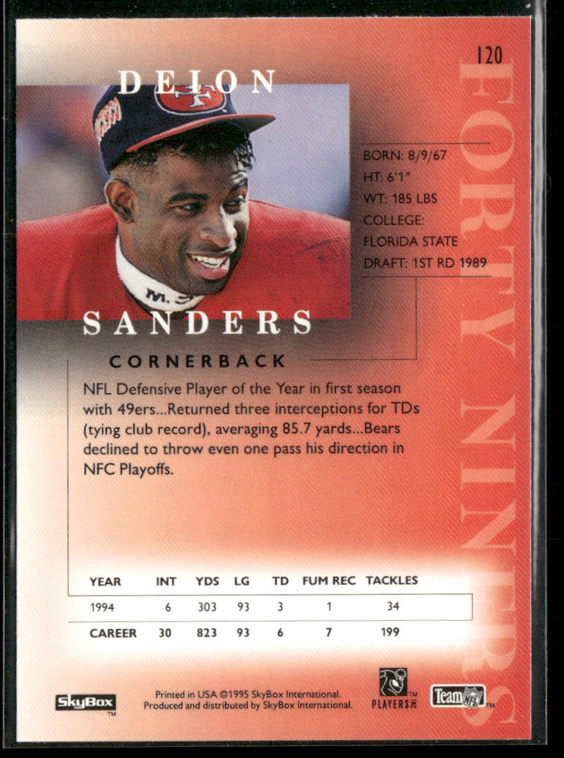 Deion Sanders 1995 SkyBox Premium Inside the Numbers #5 San Francisco 49ers