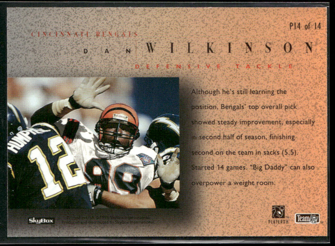 Dan Wilkinson 1995 SkyBox Premium The Promise #P14 Cincinnati Bengals