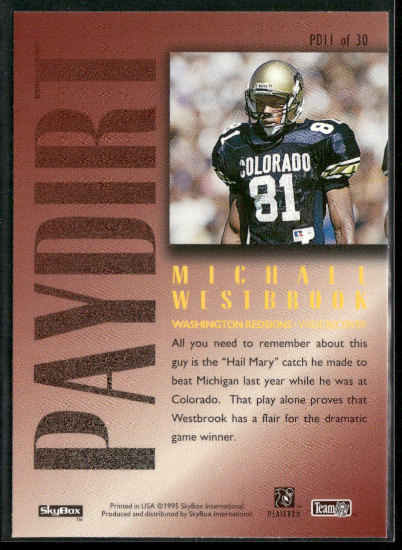 Michael Westbrook 1995 SkyBox Premium Paydirt Blue #PD11 Washington Redskins