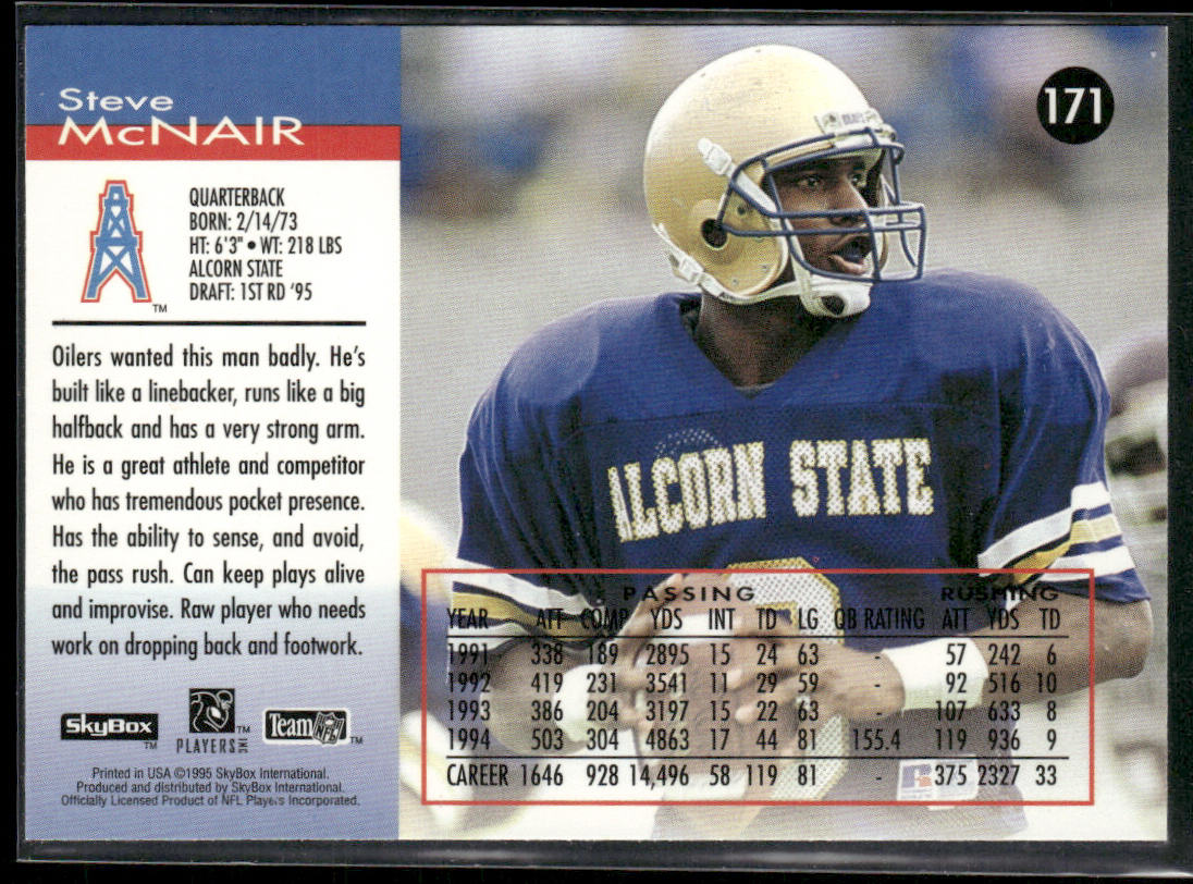 Steve McNair 1995 SkyBox Impact #171 RC Houston Oilers