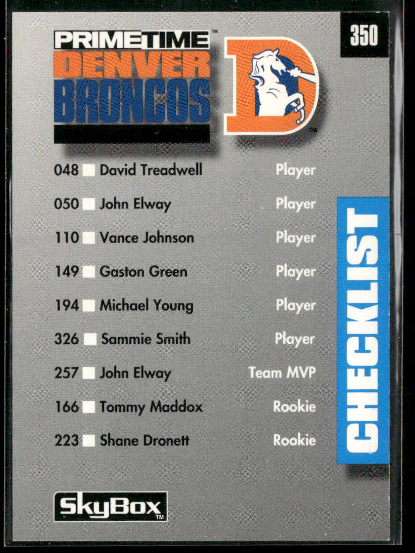Checklist: Eagles / Cardinals 1992 SkyBox Prime Time #357