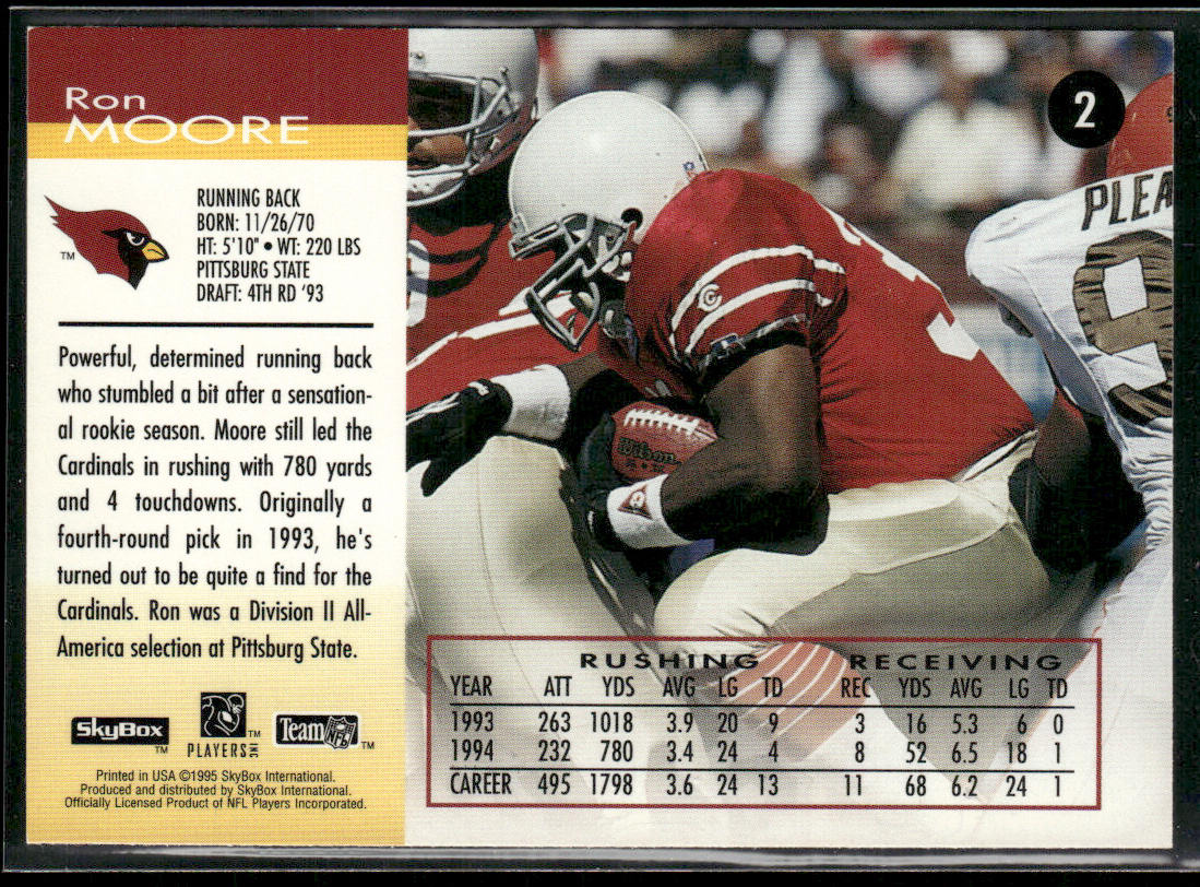 Ron Moore 1995 SkyBox Impact #2 Arizona Cardinals