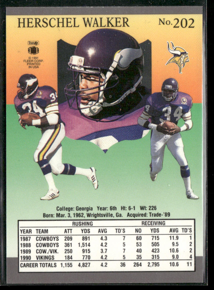 Herschel Walker 1991 Ultra #202 Minnesota Vikings