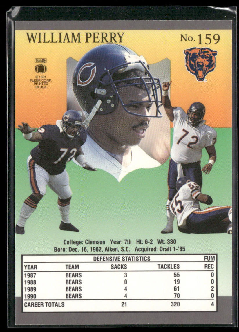 William Perry 1991 Ultra #159 Chicago Bears