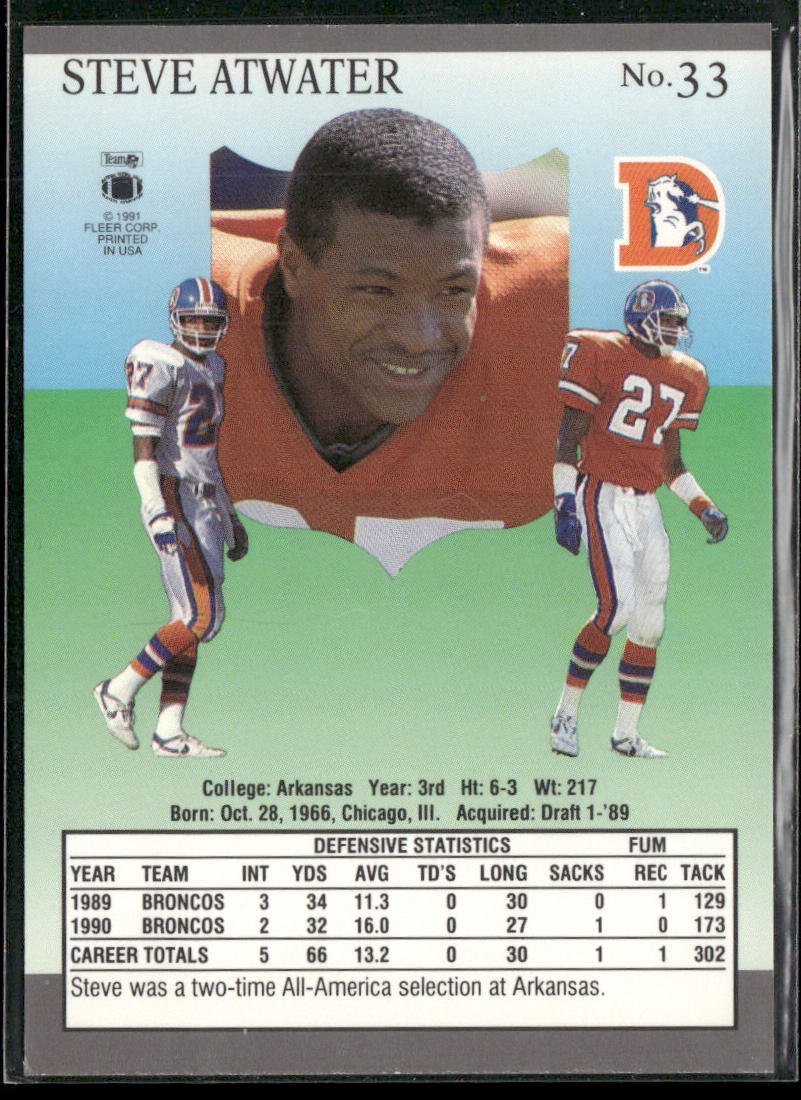 Steve Atwater 1991 Ultra #33 Denver Broncos