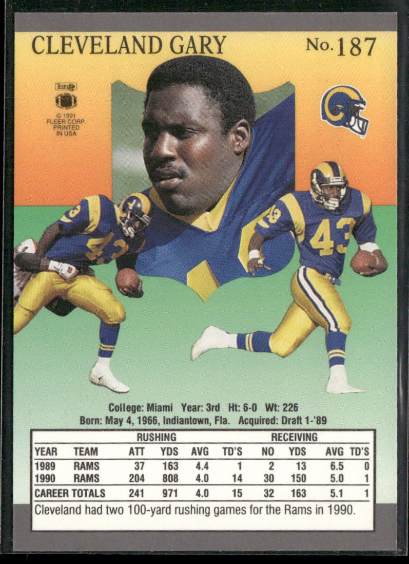Cleveland Gary 1991 Ultra #187 Los Angeles Rams