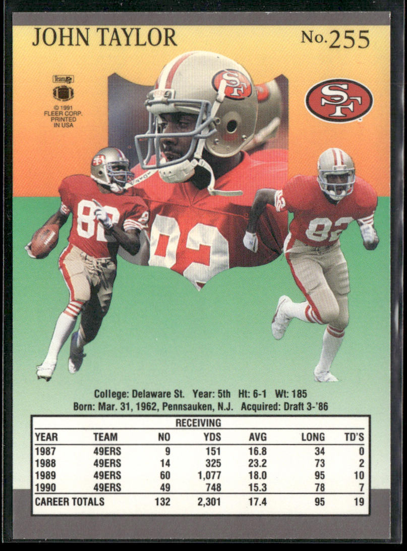 John Taylor 1991 Ultra #255 San Francisco 49ers
