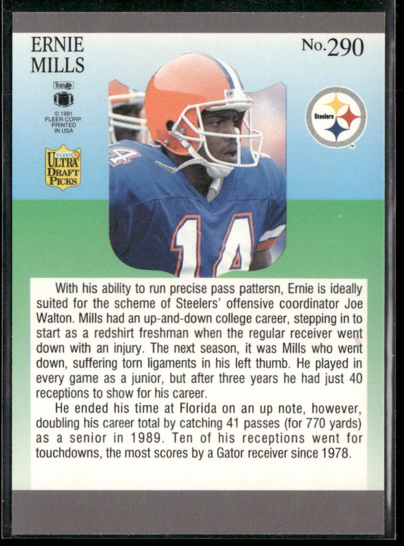 Ernie Mills 1991 Ultra #290 RC Pittsburgh Steelers