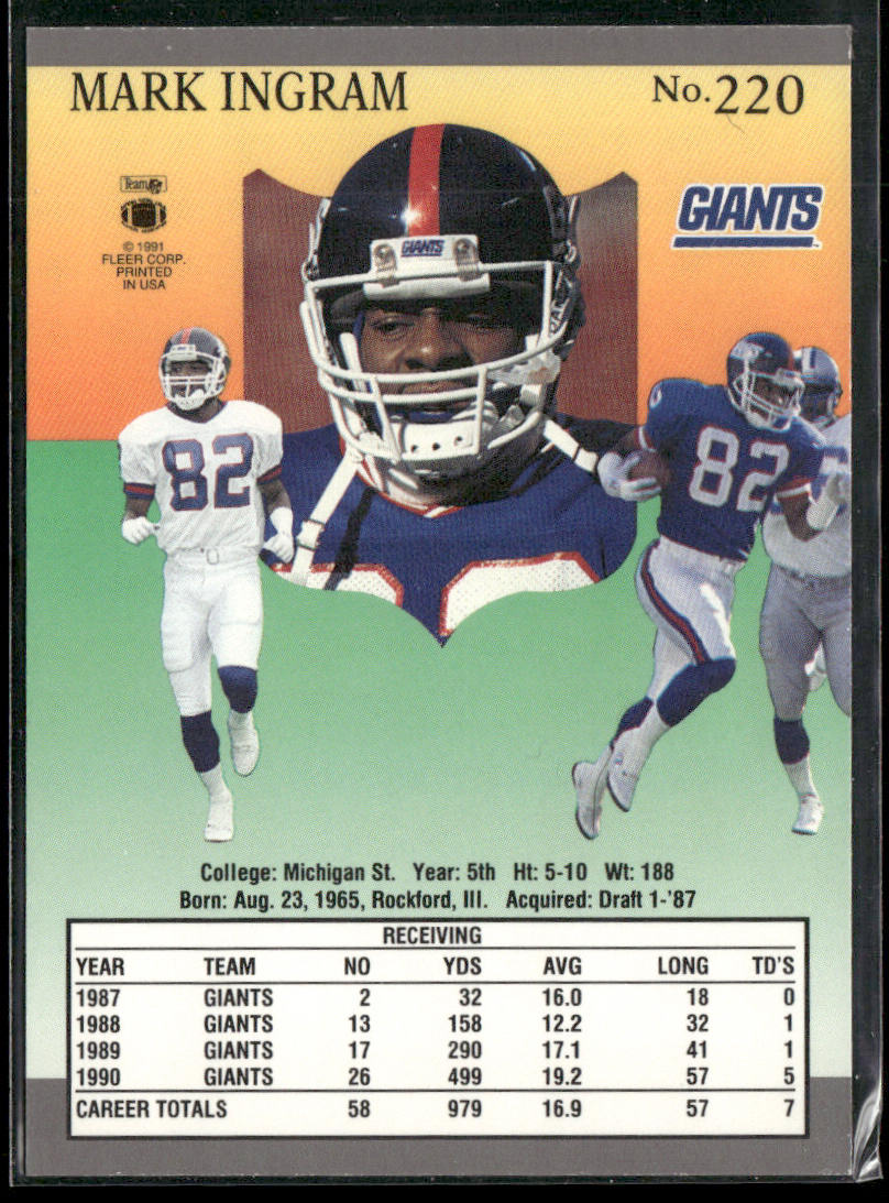 Mark Ingram 1991 Ultra #220 New York Giants