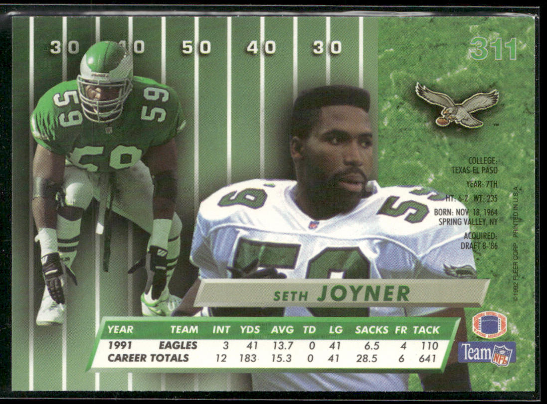 Seth Joyner 1992 Ultra #311 Philadelphia Eagles