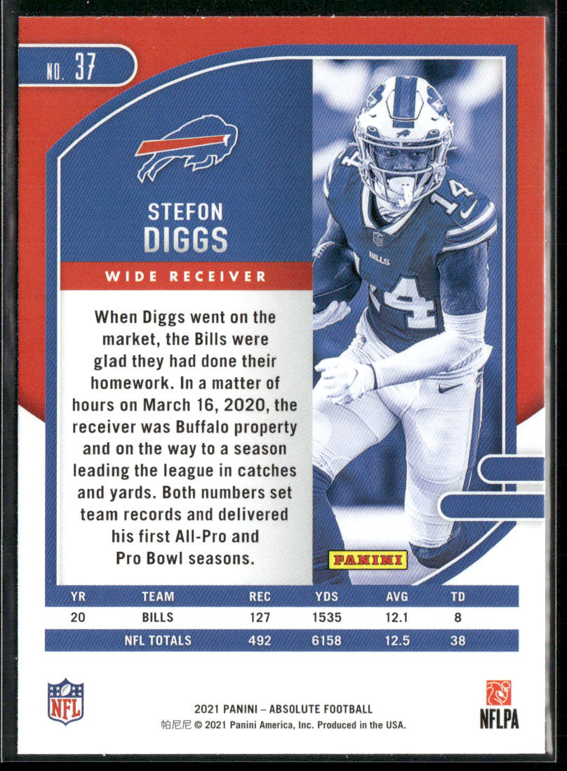 Stefon Diggs 2021 Panini Absolute Green #37 Buffalo Bills