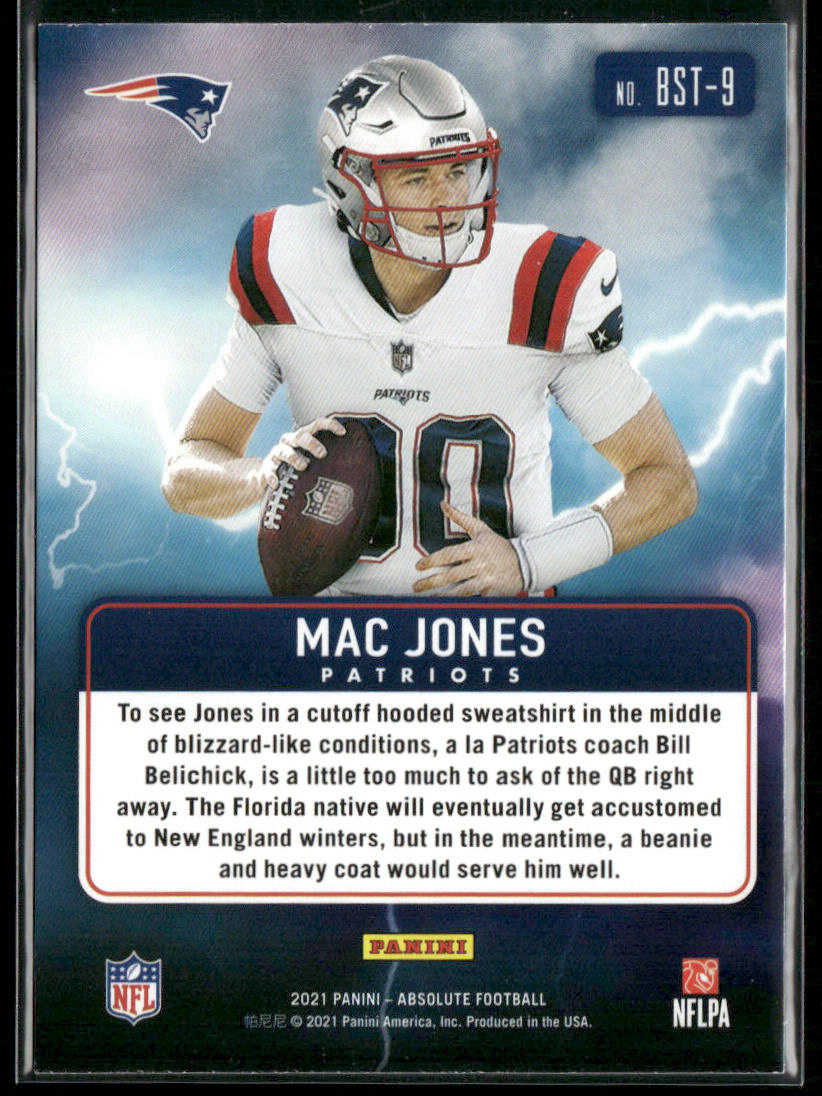 Mac Jones 2021 Panini Absolute By Storm #BST-9 New England Patriots