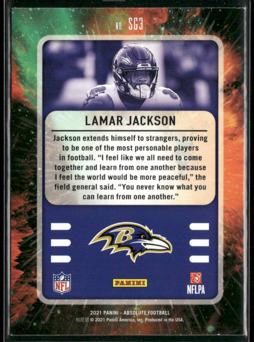Lamar Jackson 2021 Panini Absolute Star Gazing #SG3 Baltimore Ravens
