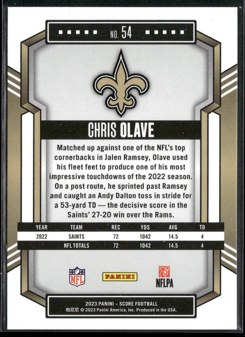 Chris Olave 2023 Score Red #54 New Orleans Saints