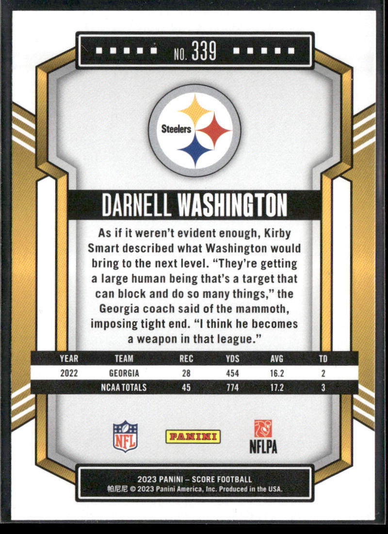 Darnell Washington 2023 Score #339 RC Pittsburgh Steelers