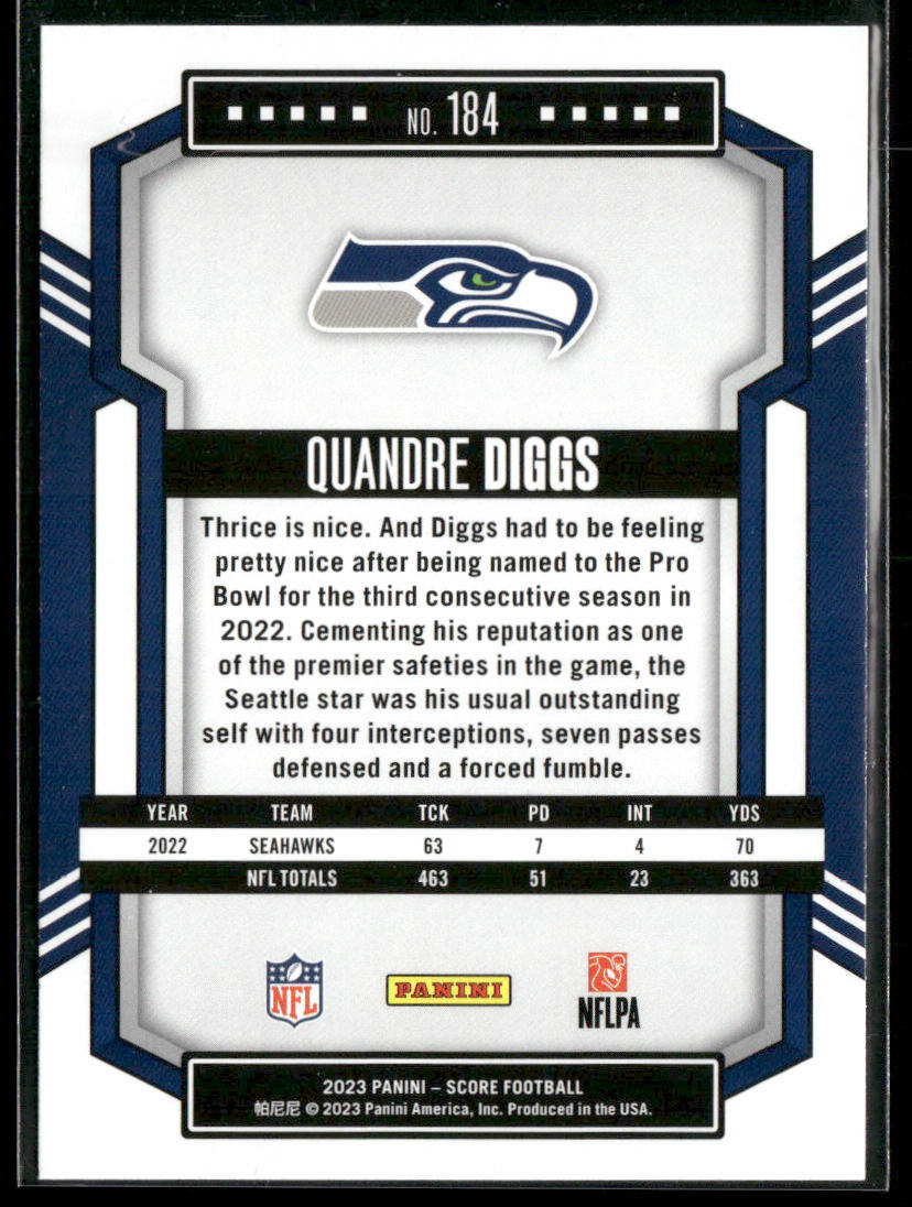 Quandre Diggs 2023 Score #184 Seattle Seahawks