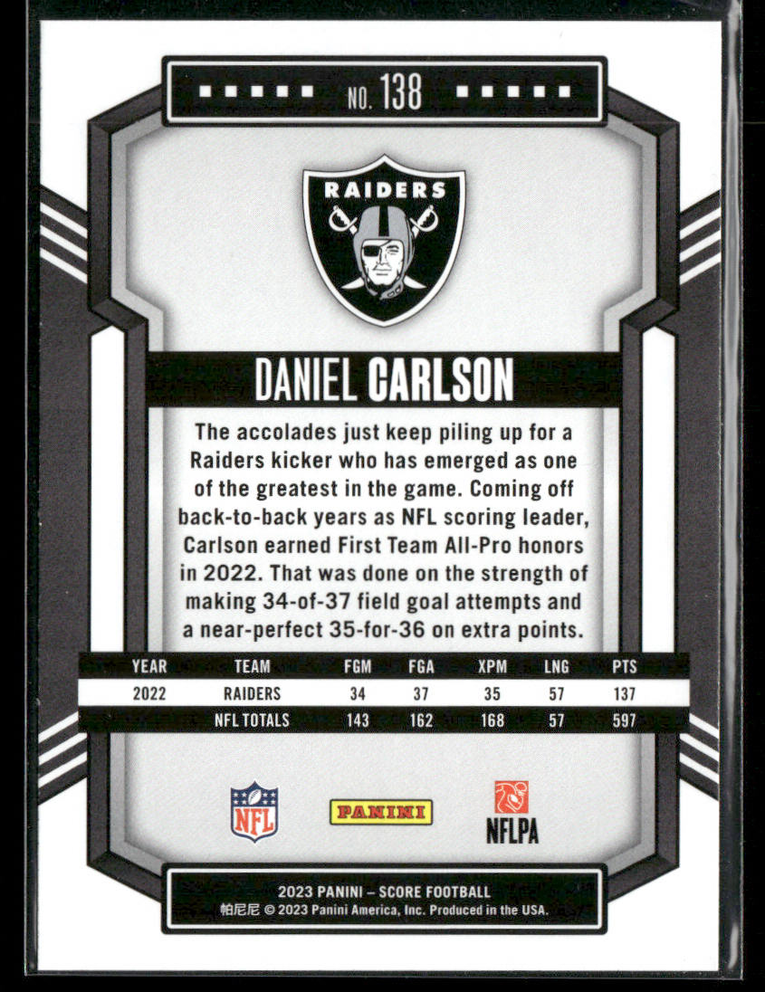 Daniel Carlson 2023 Score #138 Las Vegas Raiders