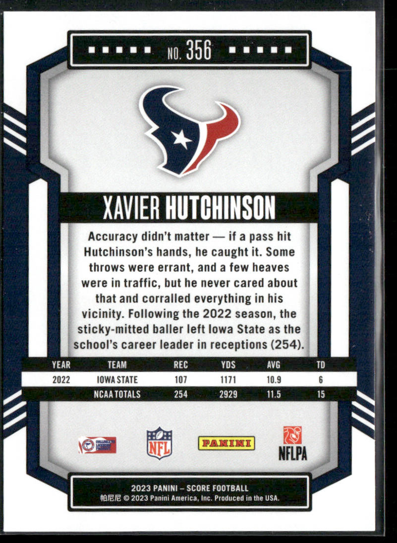 Xavier Hutchinson 2023 Score #356 RC Houston Texans