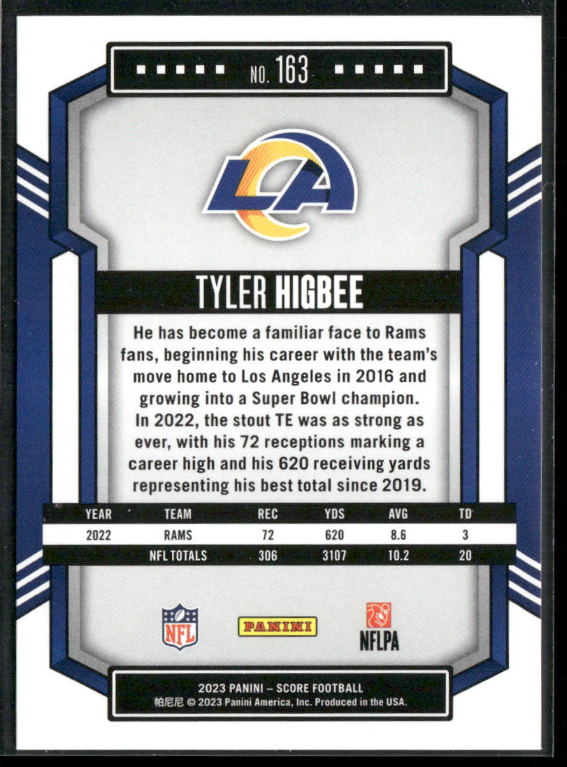 Tyler Higbee 2023 Score #163 Los Angeles Rams