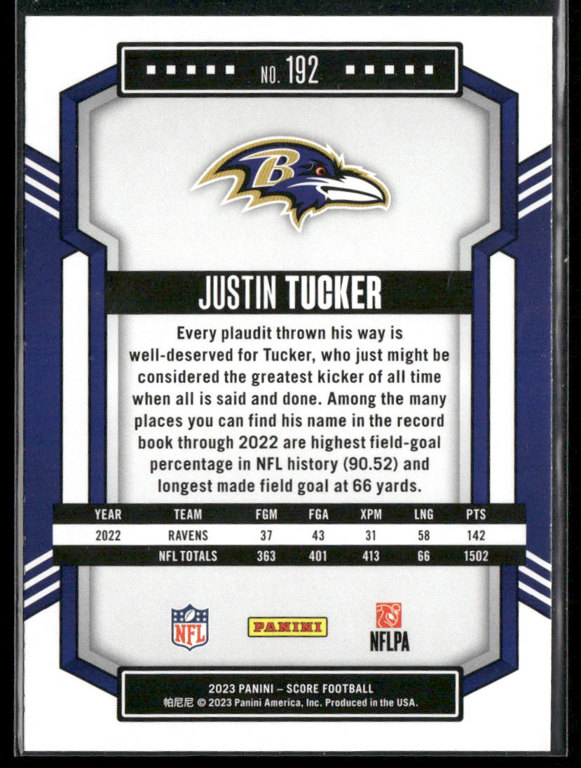 Justin Tucker 2023 Score #192 Baltimore Ravens