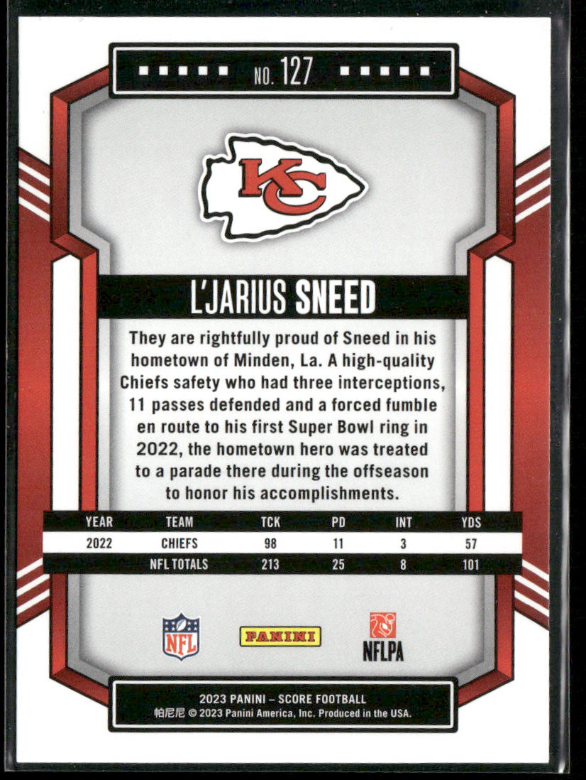 L'Jarius Sneed 2023 Score #127 Kansas City Chiefs