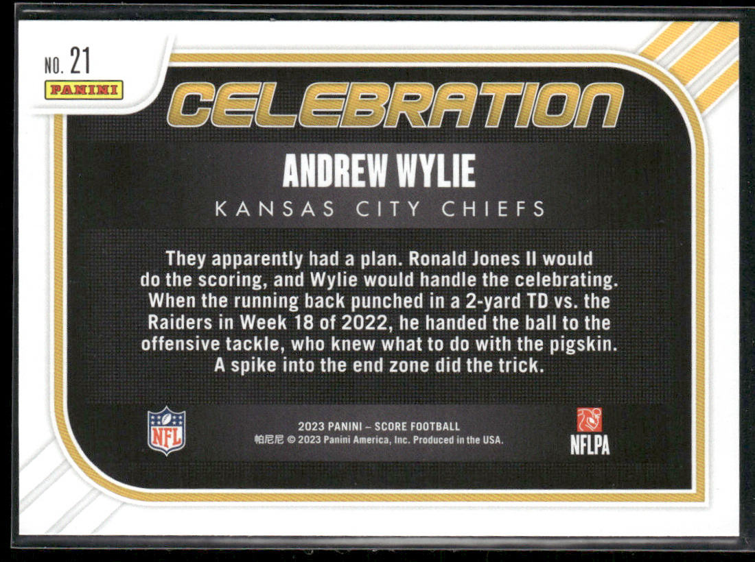 Andrew Wylie 2023 Score Celebration Orange #21 Kansas City Chiefs