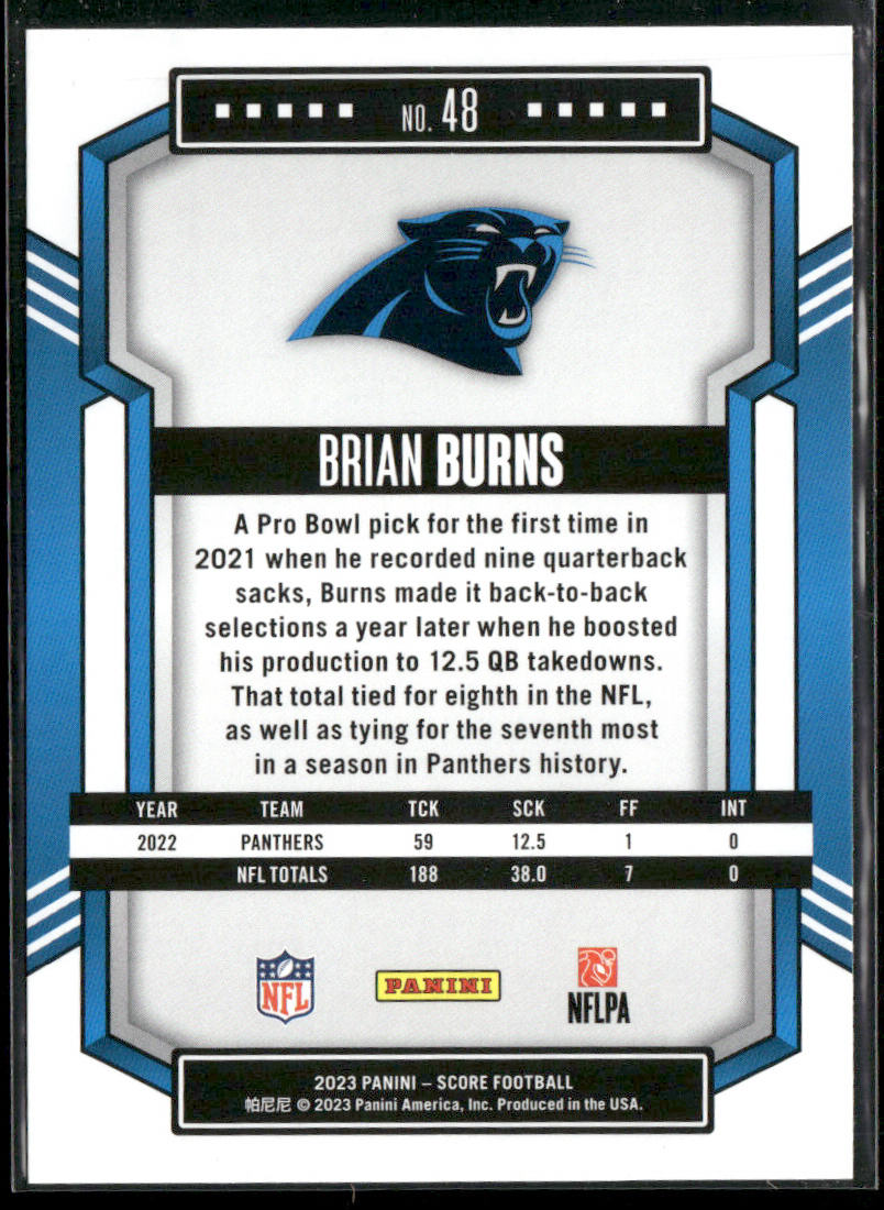 Brian Burns 2023 Score #48 Carolina Panthers